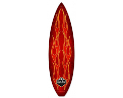 Red Flame Surfboard Metal Sign