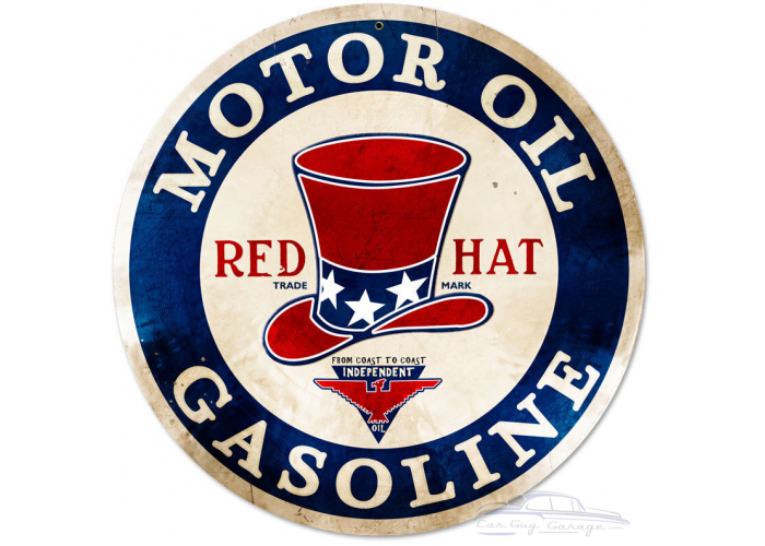 Red Hat Gasoline Metal Sign
