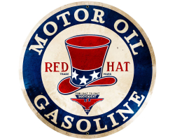 Red Hat Gasoline Metal Sign - 28" Round