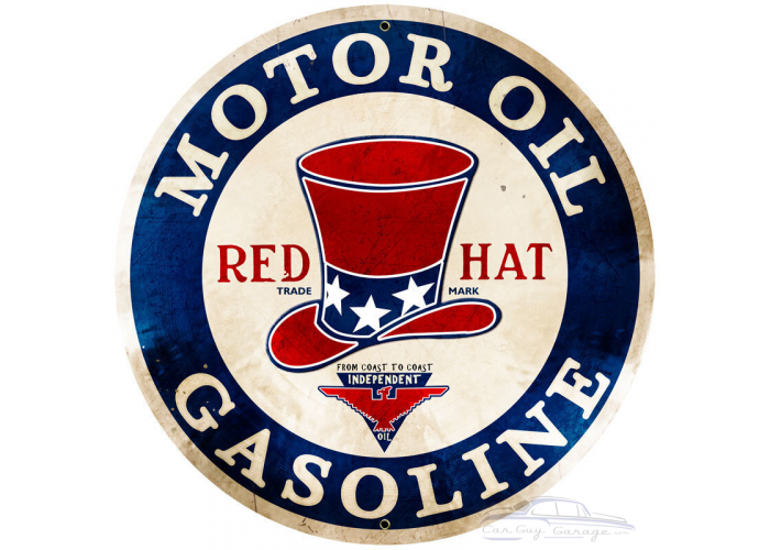 Red Hat Gasoline Metal Sign - 28" Round