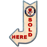 Red Hat sold here arrow metal sign - 15" x 24"