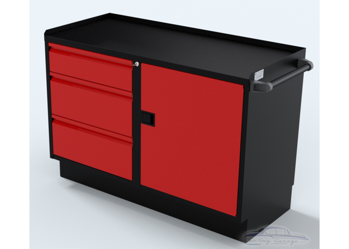 Red 48 inch 1 door 3 drawer Industrial Base Cabinet