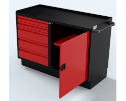Red 48 inch 1 door 5 drawer Professional Grade Cabinet