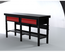Red 72 inch Professional Grade Adjustable Height Workbench