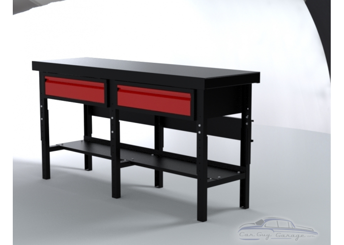 Red 72 inch Professional Grade Adjustable Height Workbench