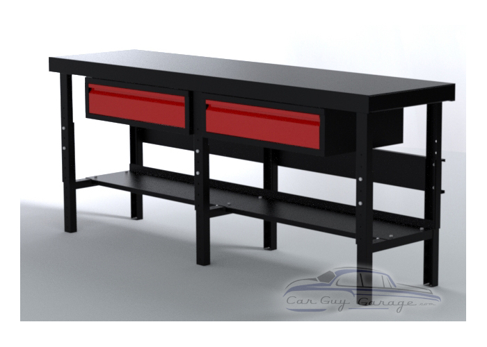 Red 84 inch Professional Grade Adjustable Height Workbench