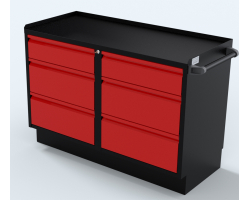 Red 48 inch 2 sets of 3 drawer Professional Cabinet
