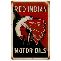 Red Indian Motor Oils metal sign - 36" x 24"