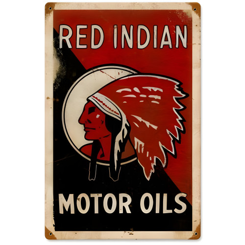 Red Indian Motor Oils metal sign - 36" x 24"