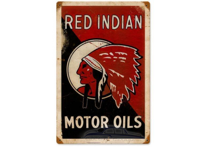 Red Indian Motor Oils Metal Sign