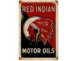 Red Indian Oil Metal Sign - 12" x 18"