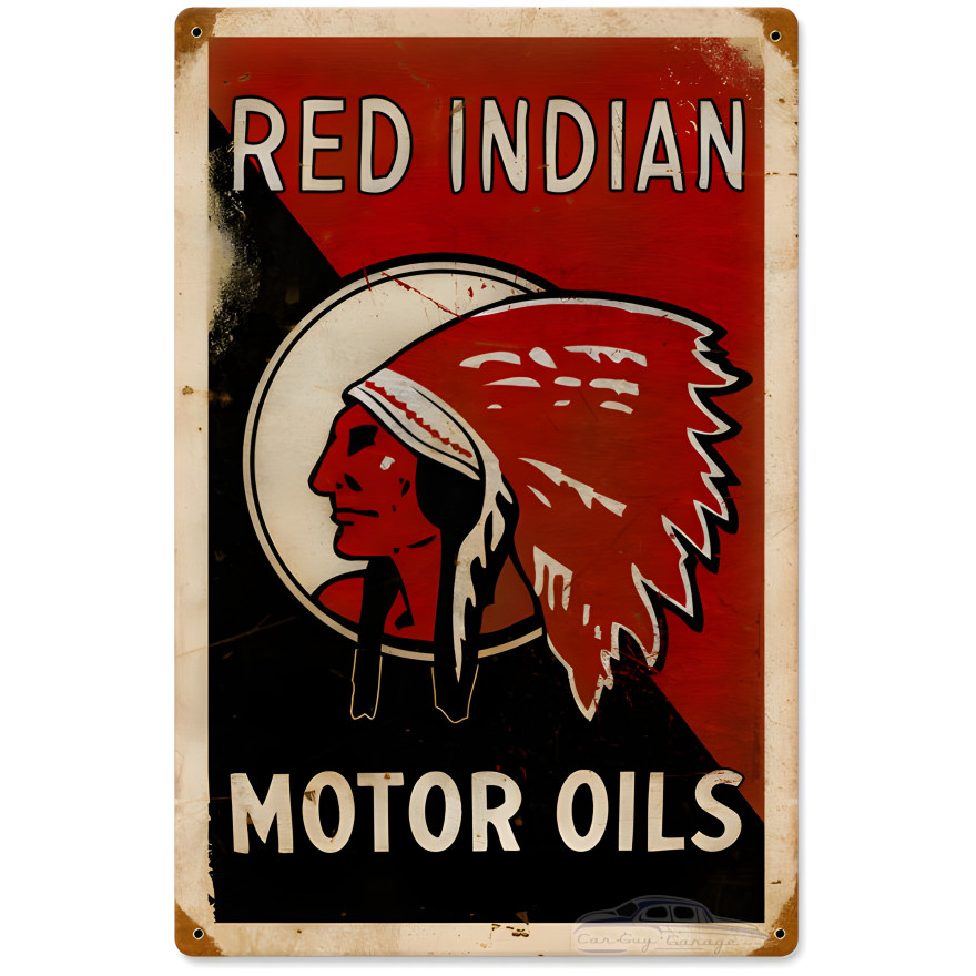 Red Indian Oil Metal Sign - 12" x 18"