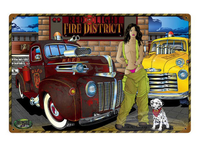 Red Light Fire District Metal Sign - 18" x 12"