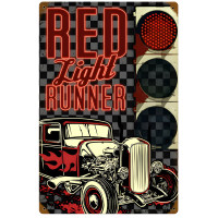 Red Light Runner Metal Sign - 12" x 18"