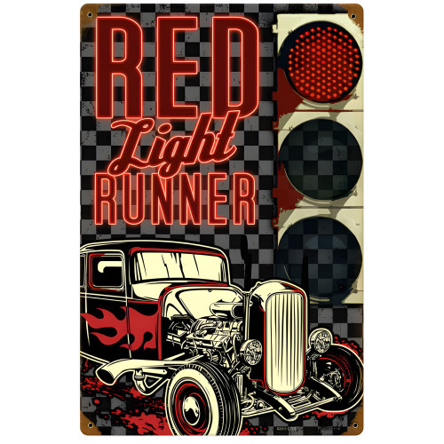 Red Light Runner Metal Sign - 12" x 18"