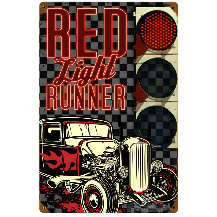 Red Light Runner Metal Sign - 12" x 18"