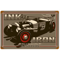 Red Tire Rod Metal Sign - 18" x 12"