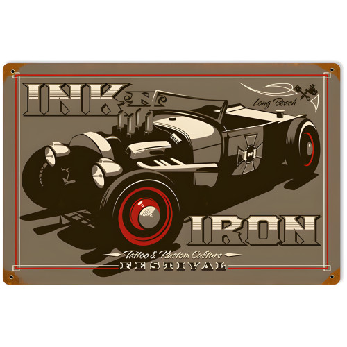 Red Tire Rod Metal Sign - 18" x 12"