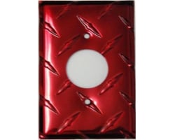 Red Round Plug 1 5/8 Inch Outlet Diamond Plate Wall Plate