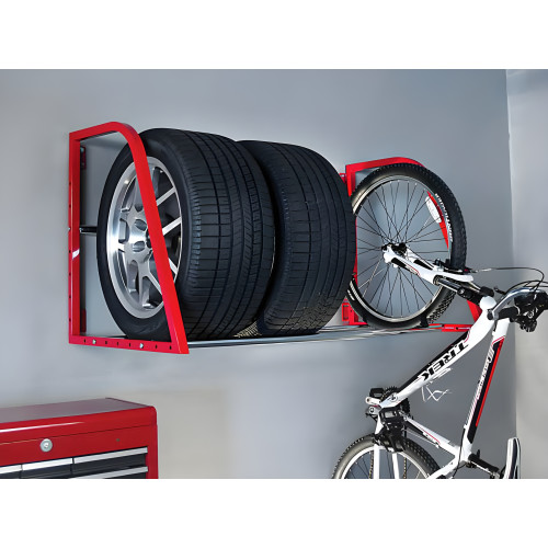Red Wall Mounted Tire Rack