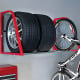 Red Wall Mounted Tire Rack