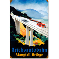 Reichsautobahn Bridge Metal Sign - 12" x 18"