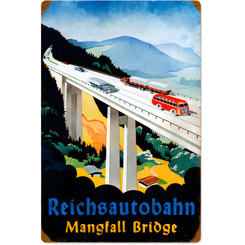 Reichsautobahn Bridge Metal Sign - 12" x 18"