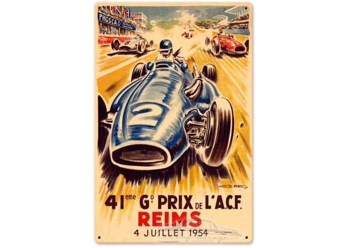 Reims Grand Prix Metal Sign - 12" x 18"