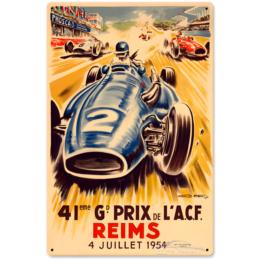 Reims Grand Prix Metal Sign - 12" x 18"