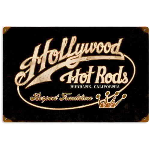 Hollywood Hot Rods Sign - 18" x 12"