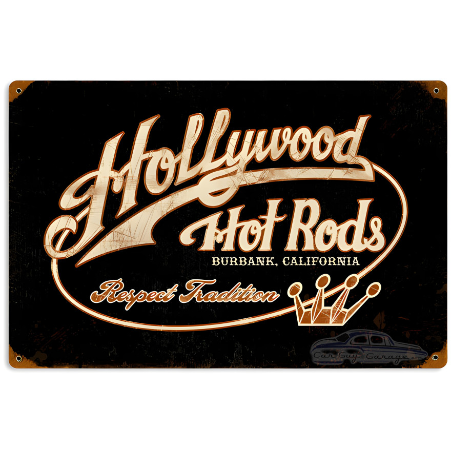 Hollywood Hot Rods Sign - 18" x 12"