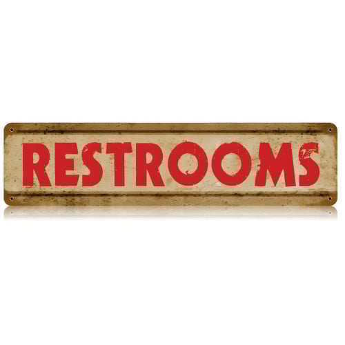 Restrooms Metal Sign - 20" x 5"