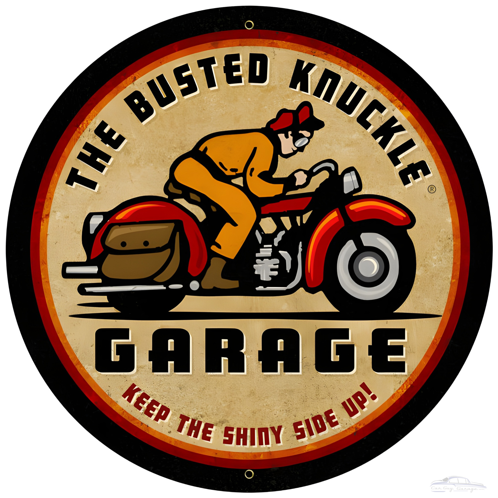 Retro Rider Round Metal Sign - Busted Knuckle Garage