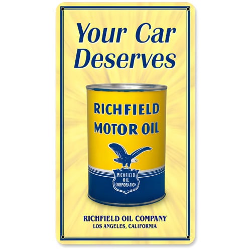 Richfield Oil Can Metal Sign - 8" x 14"