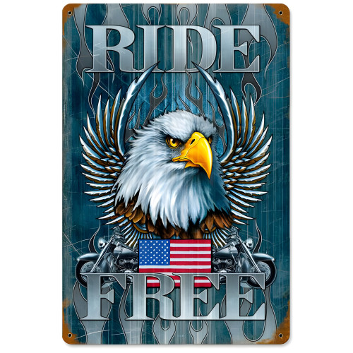 Ride Free Metal Sign - 12" x 18"