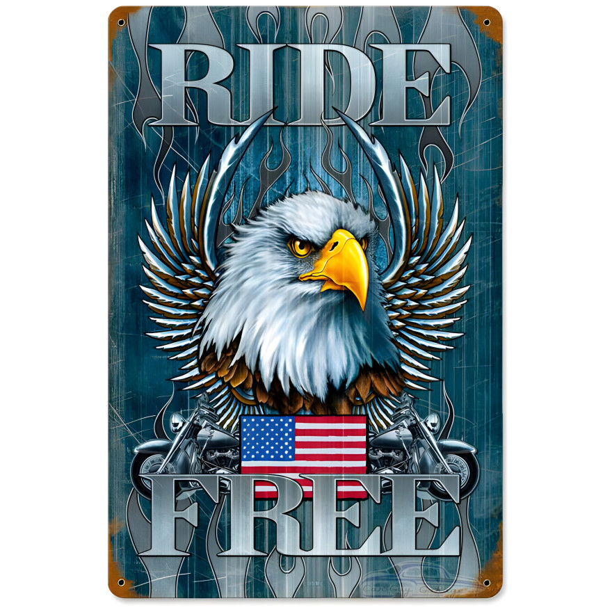 Ride Free Metal Sign - 12" x 18"
