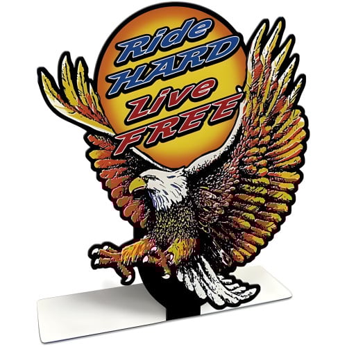 Ride Hard Live Free Eagle Metal Sign - 8" x 8"