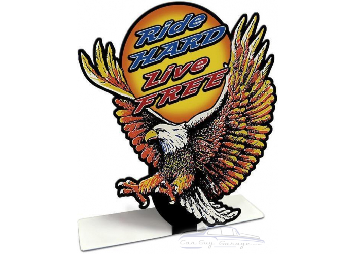 Ride Hard Live Free Eagle Metal Sign - 8" x 8"