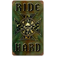 Ride Hard Metal Sign - 8" x 14"