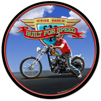 Ride Hard Metal Sign - 14" Round