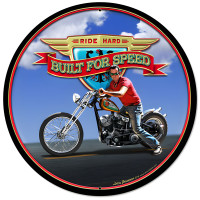 Ride Hard Metal Sign - 28" Round