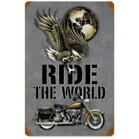 Ride the World Metal Sign - 12" x 18"