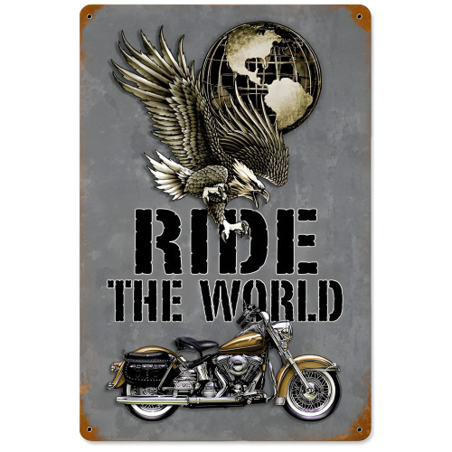 Ride the World Metal Sign - 12" x 18"
