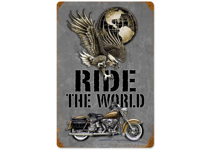 Ride the World Metal Sign - 12" x 18"