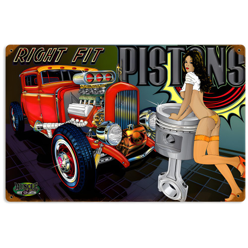 Right Fit Pistons Metal Sign - 18" x 12"