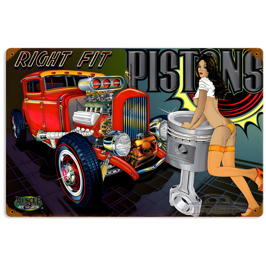Right Fit Pistons Metal Sign - 18" x 12"
