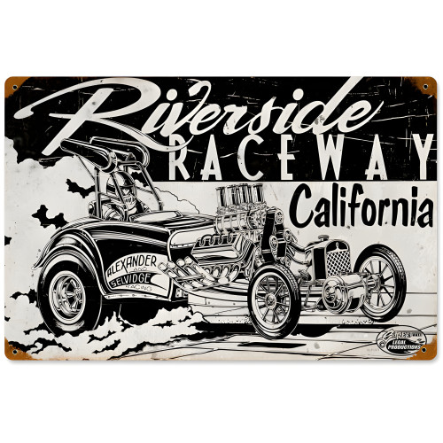 Riverside Raceway Metal Sign - 18" x 12"