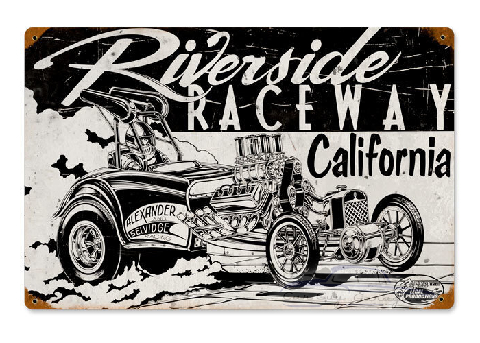 Riverside Raceway Metal Sign - 18" x 12"