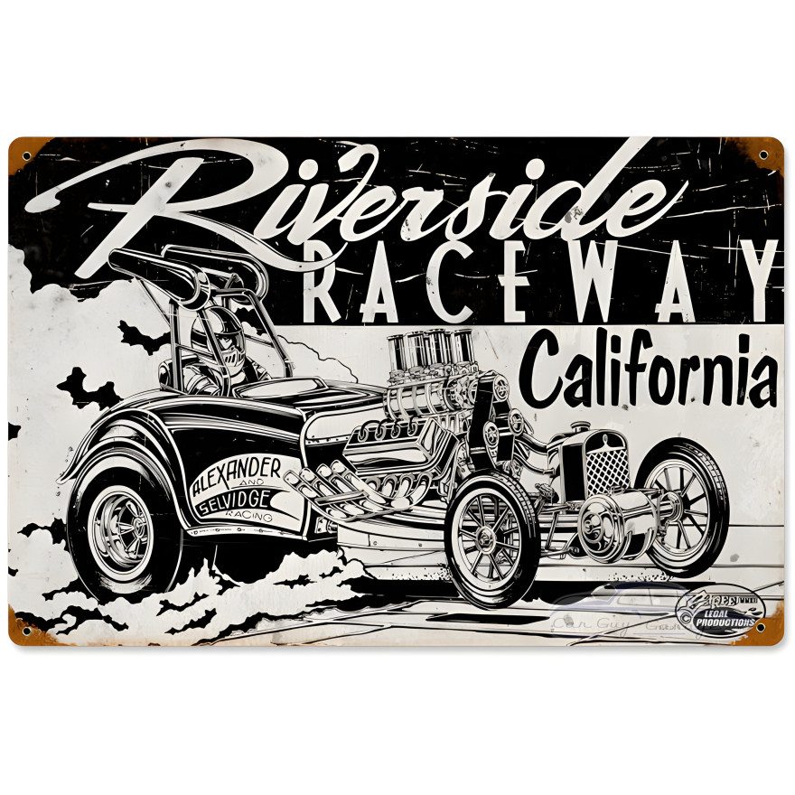 Riverside Raceway Metal Sign - 18" x 12"