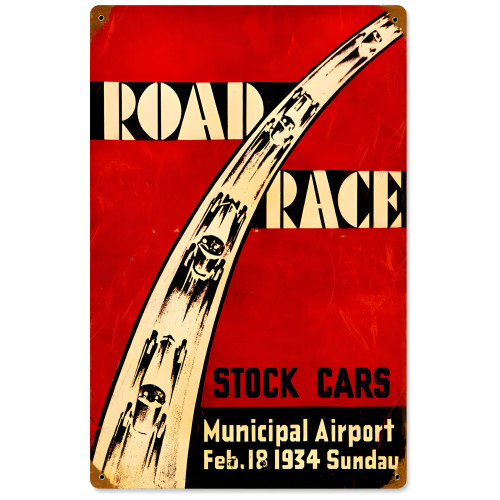 Road Race Metal Sign - 12" x 18"